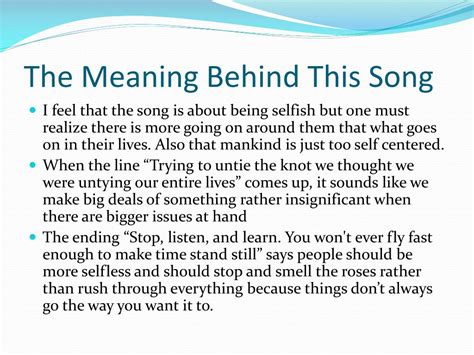 The Meaning Behind The Song: Un.